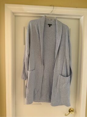 Talbots Light Blue Open-Front Cardigan with Pockets